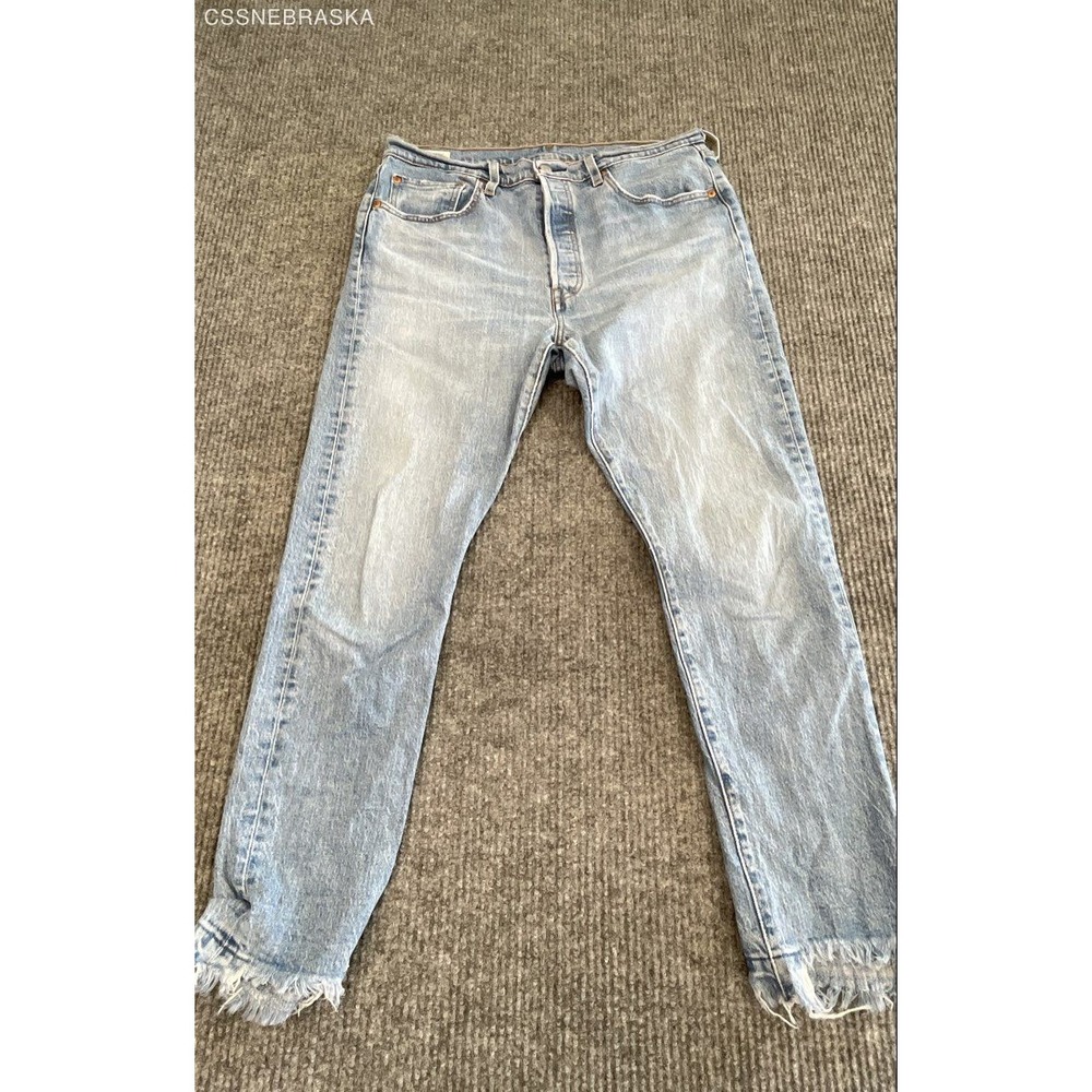 Levis 501 S Skinny High Rise Jeans Womens 32x28 Light Wash Blue Ankle 29502-0093